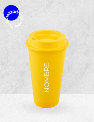 VASO PLÁSTICO CAFETERO AMARILLO