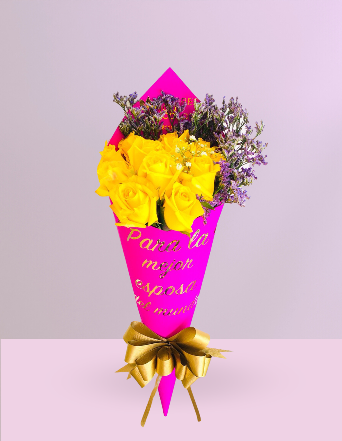 🌼CONO ROSA AMARILLA PERSONALIZADO