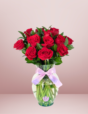 JARRÓN DE 12 ROSAS