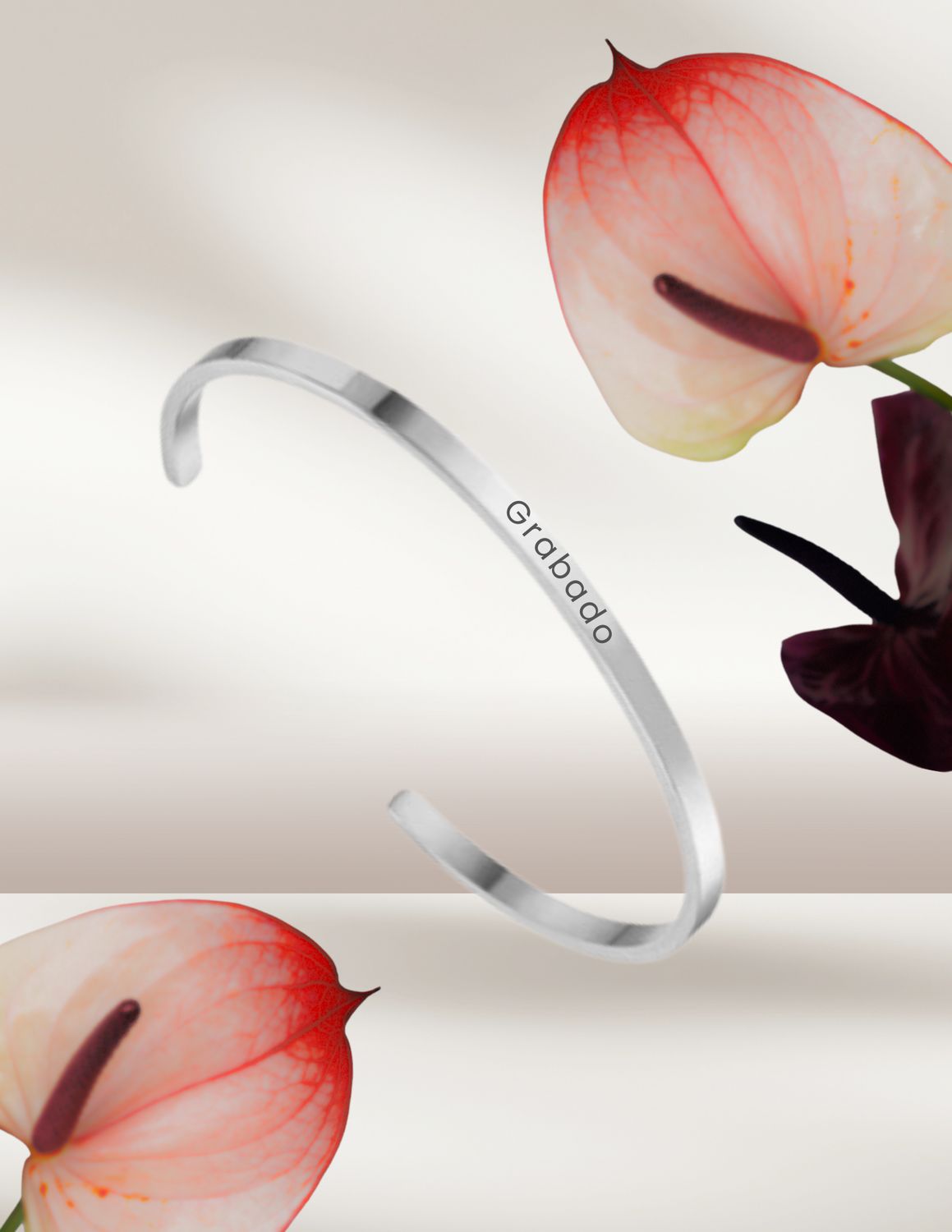 Brazalete PERSONALIZADO Unisex Plateado - Acero Inoxidable 4mm