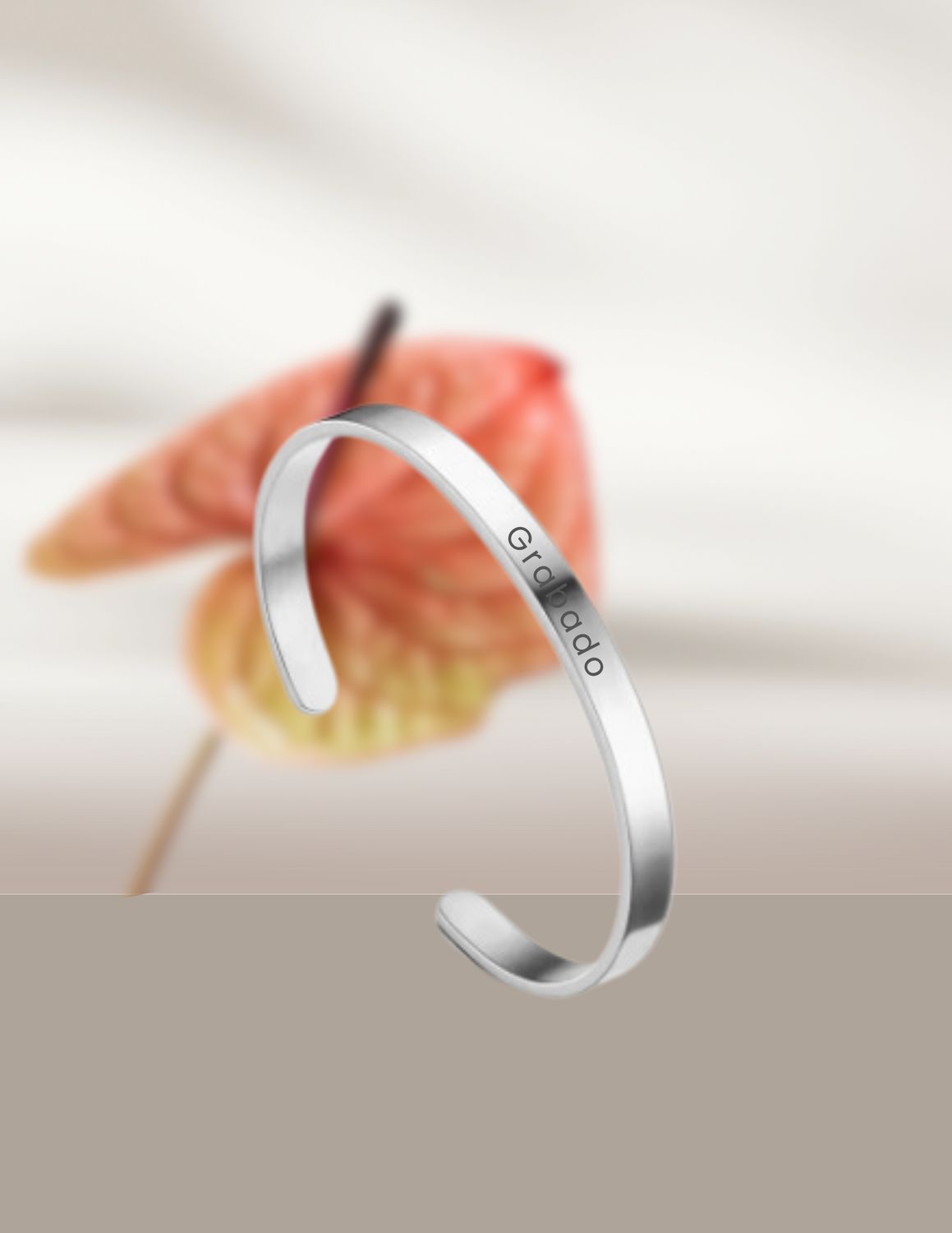 Brazalete PERSONALIZADO Unisex Plateado - Acero Inoxidable 6mm