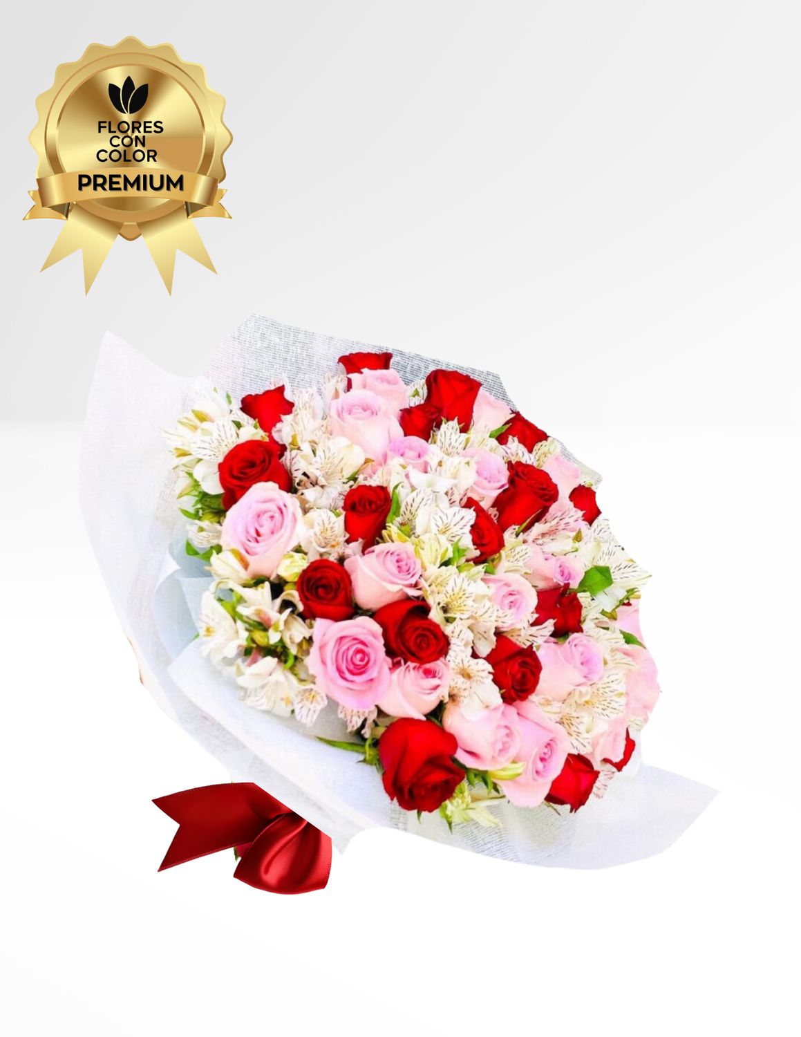 ⚜️RAMO DE 50 ROSAS CON ASTROMELIAS