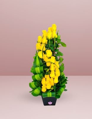 ESPIRAL DOBLE DE ROSAS AMARILLA