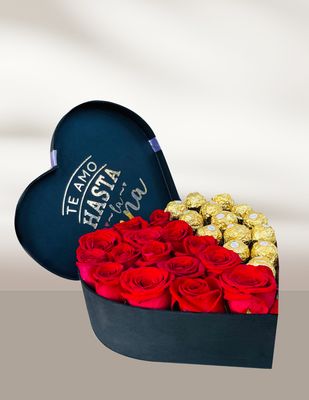 CAJA ROSAS Y FERREROS CORAZÓN