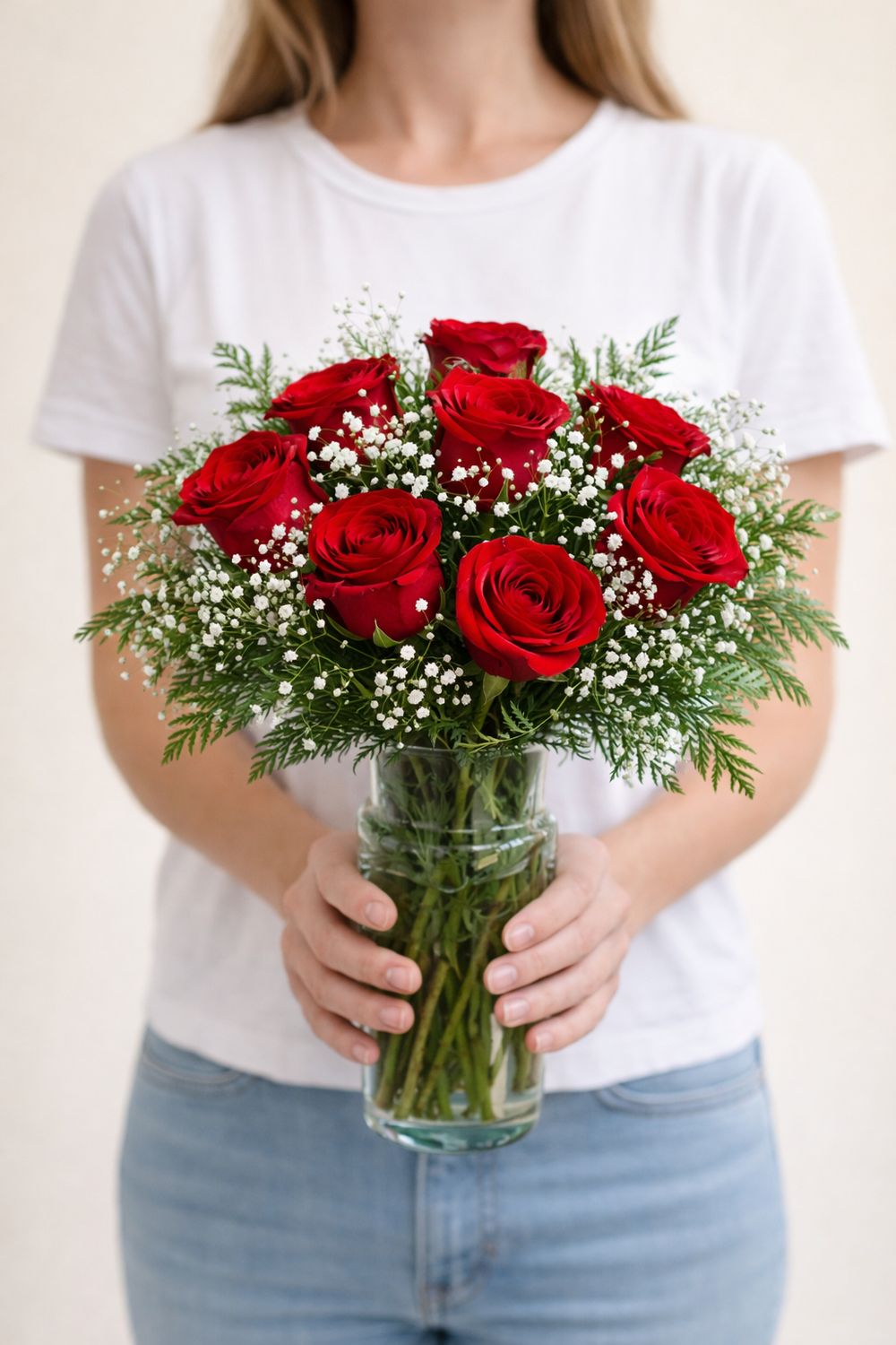 JARRÓN AMOR ETERNO 8 ROSAS