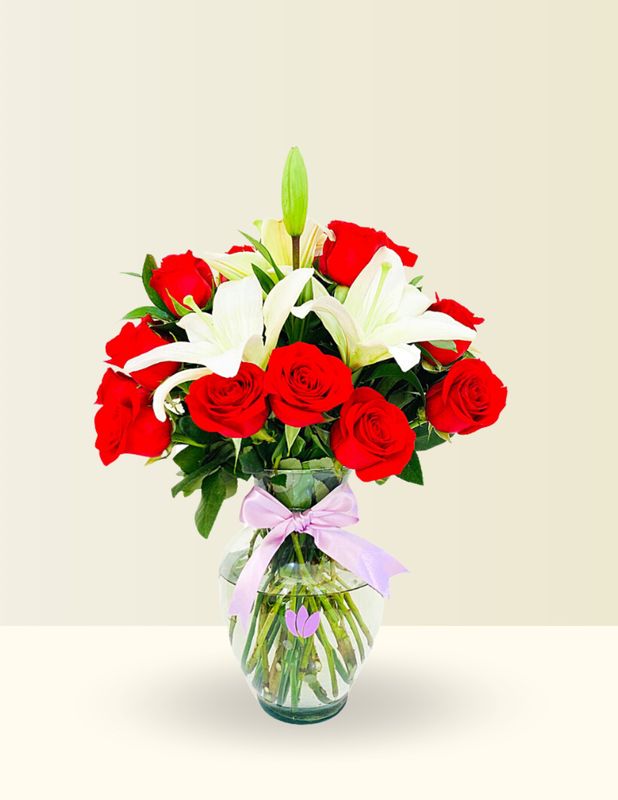 JARRÓN 24 ROSAS Y LILYS