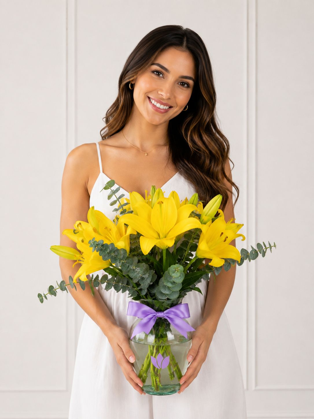🌼JARRÓN LILYS AMARILLAS