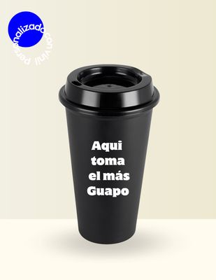 VASO PLÁSTICO CAFETERO NEGRO
