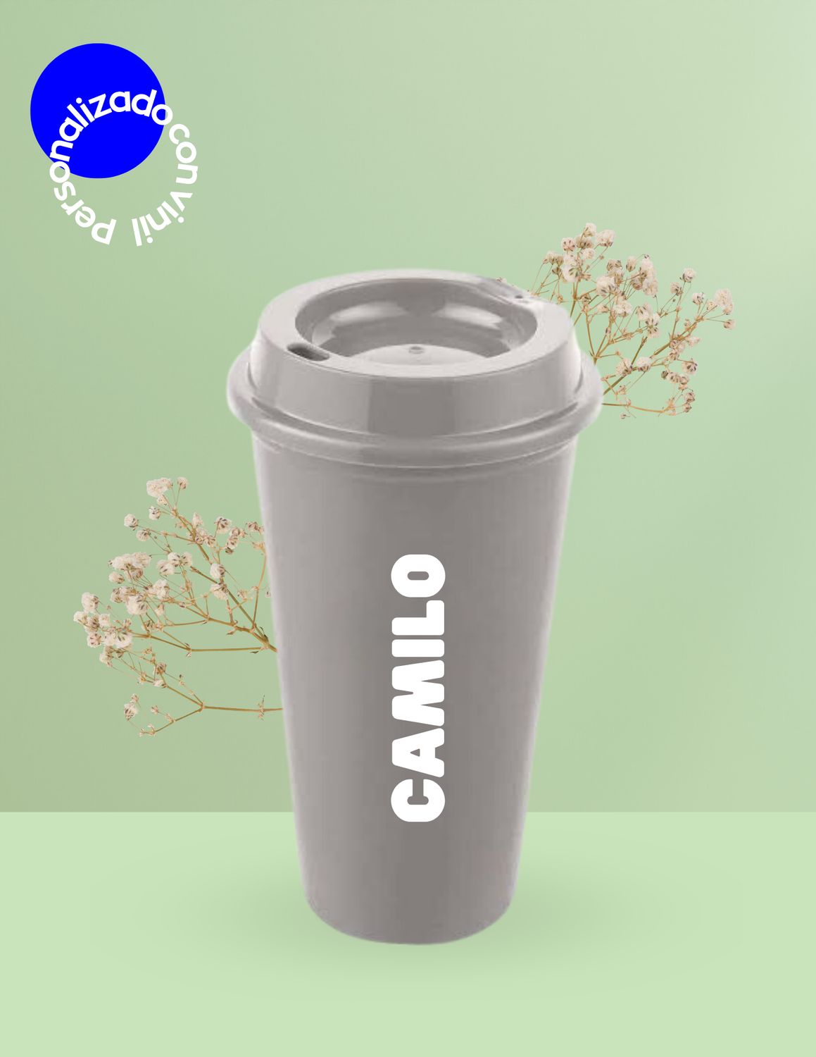 VASO PLÁSTICO CAFETERO GRIS
