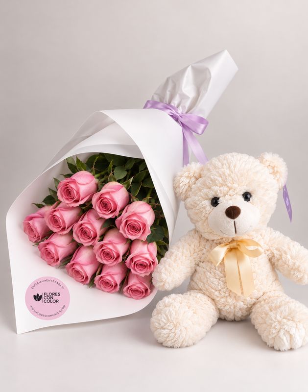 RAMO DE ROSAS + OSO