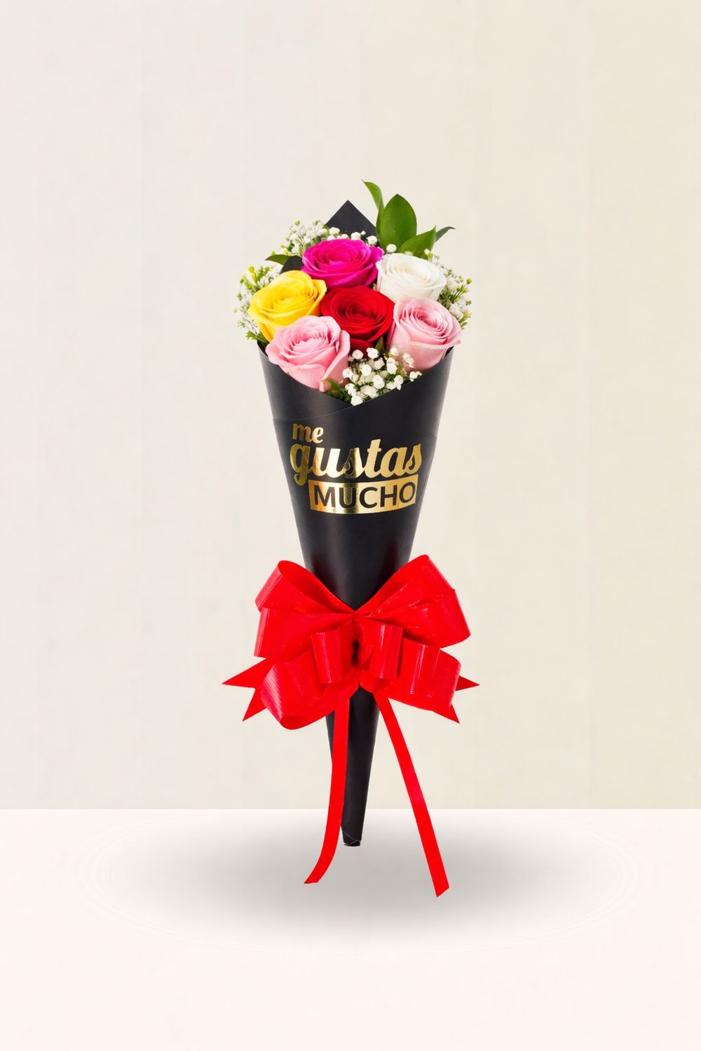 MINI CONO 6 ROSAS MULTICOLOR