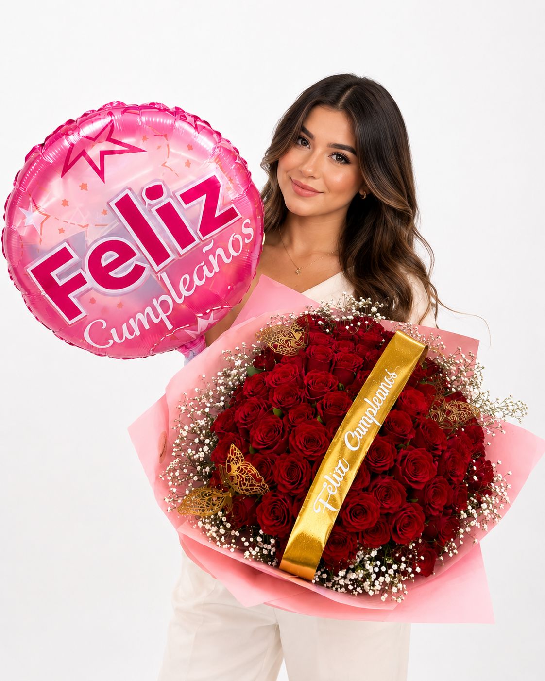 ⚜️PAQUETE RAMO + GLOBO + CINTA PERSONALIZADA
