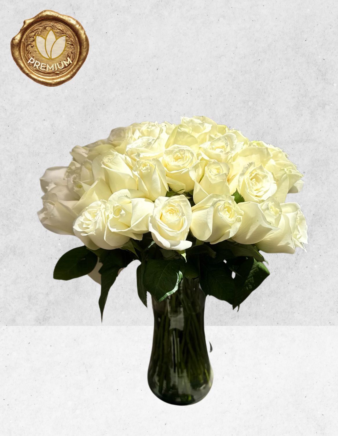 ⚜️JARRÓN IMPERIAL 50 ROSAS BLANCAS