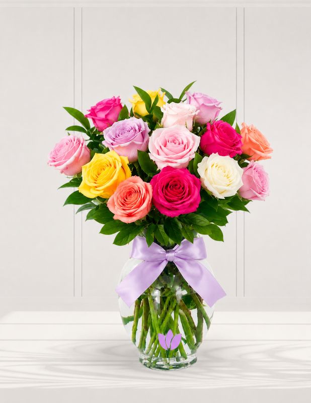 JARRÓN DE ROSAS MULTICOLOR