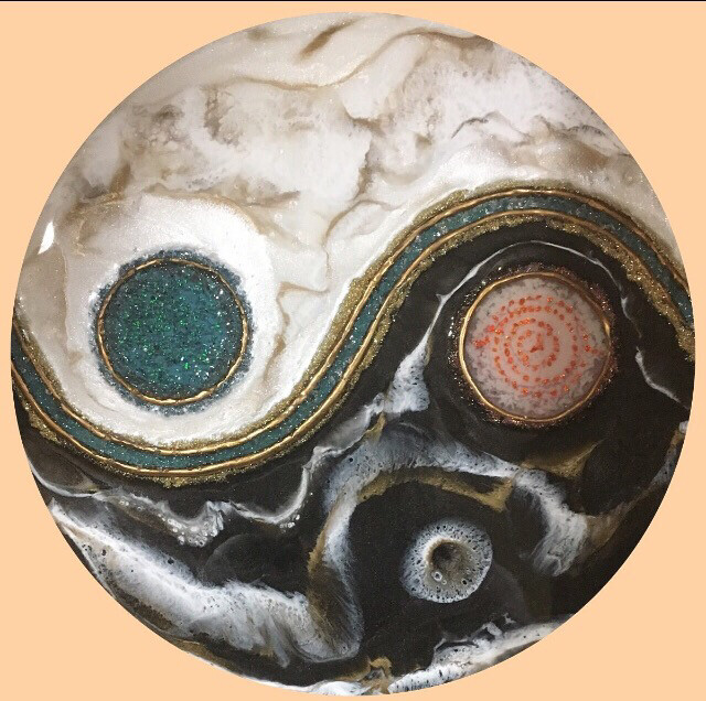 Resin Yin Yang With Crushed Opal