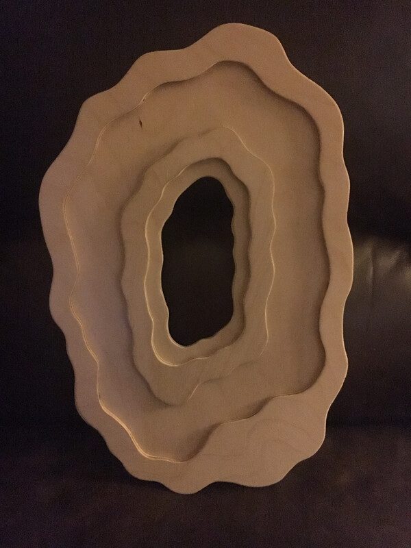 Layered geode panel, 10&quot; x 15&quot; w/ hole