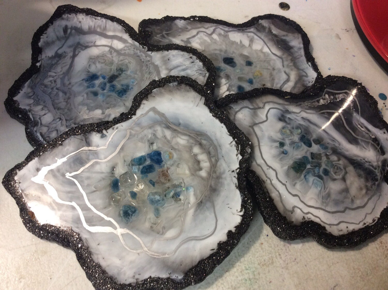 Set If 4 Geode Coaster With Apatite Stones