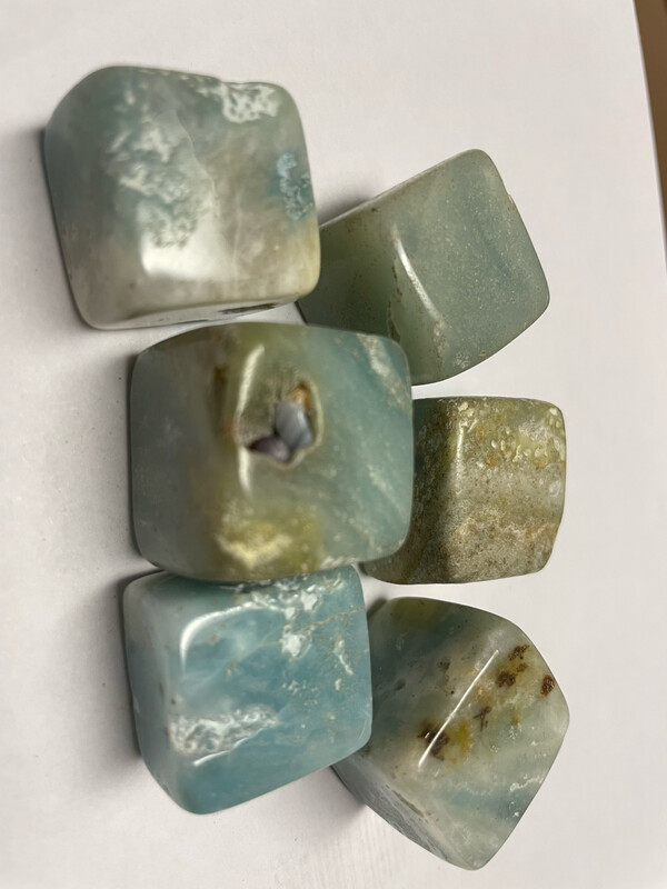 Caribbean Blue Calcite Cubes 1” (6 Stones)