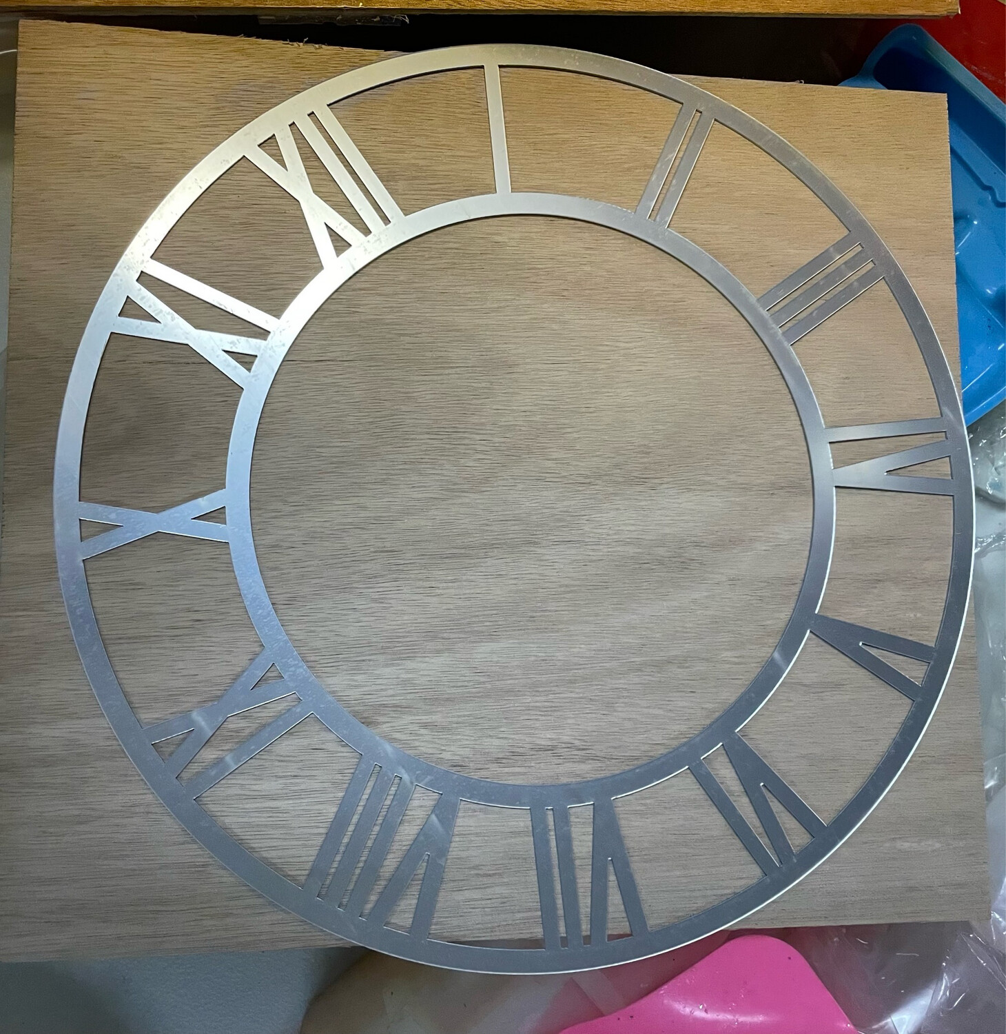Silver Mirrored Clock Face 12”