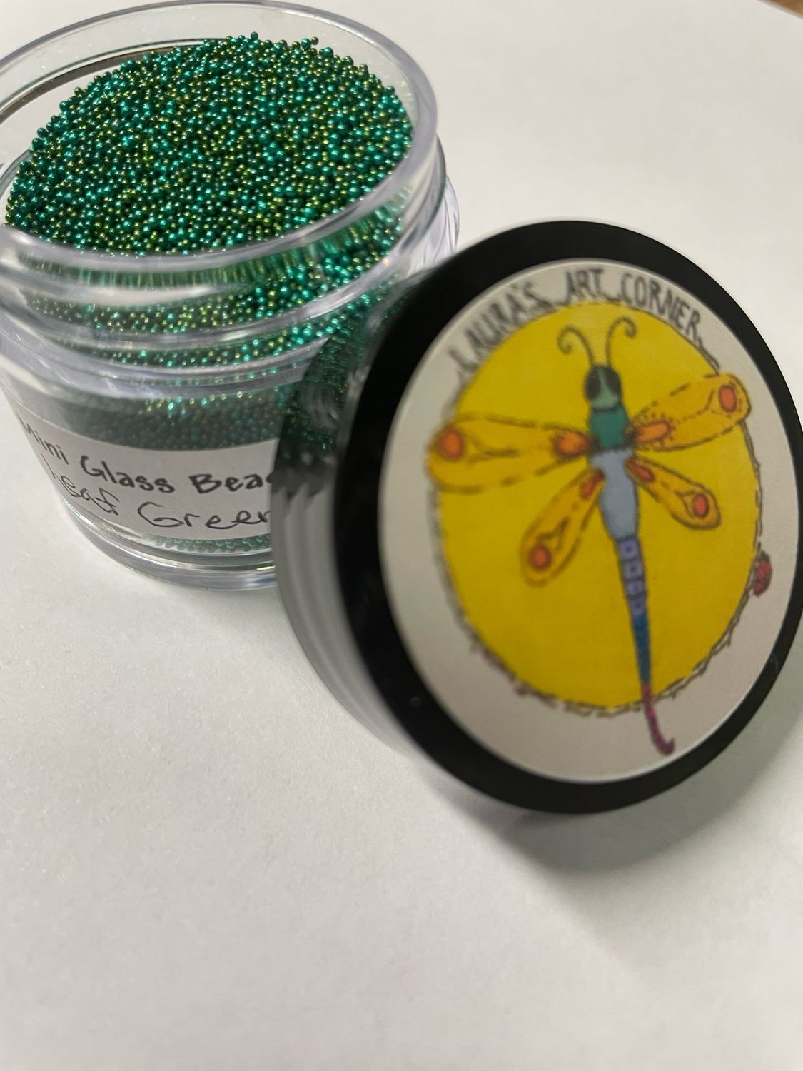 Leaf Green Mini Glass Beads (new color) 25