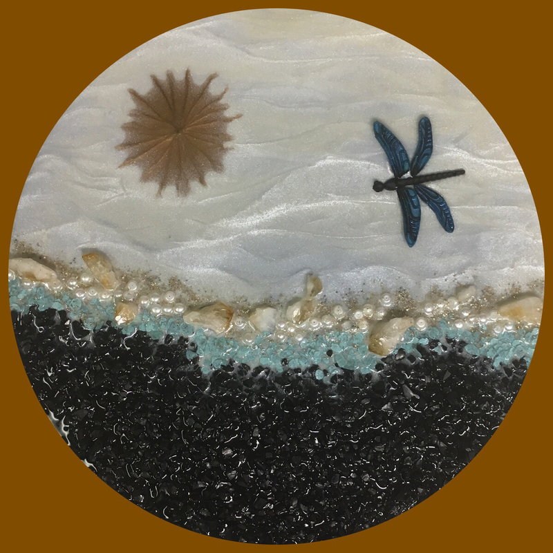 Dragonfly Resin Art on 13&quot; MDF 