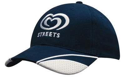 Brushed Heavy Cotton Cap with Mesh Inserts on Peak