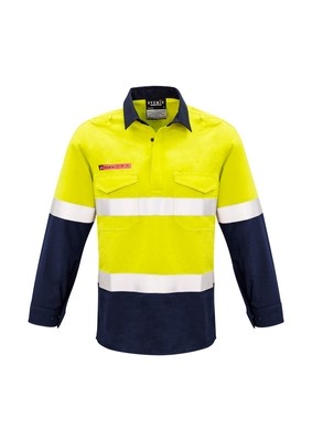 Mens FIRE ARMOUR Hi Vis FR Closed Front Hooped Taped Spliced Shirt