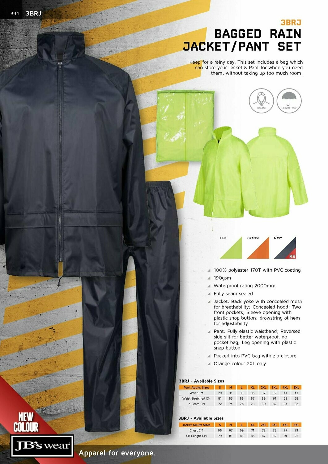 Jb's wear Bagged Rain Coat Jacket Pants Fully Seam sealed PVC Coating Waterproof