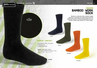 JB's Bamboo Work Sock Olive REGULAR