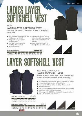 3JLV Layer (softshell) Vest GREY