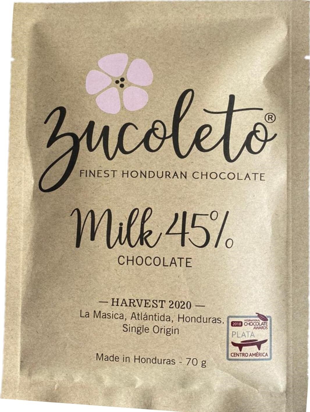 Chocolate Zucoleto, Style: Chocolate de Leche 45%