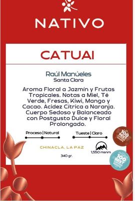 Microlote Catuai Rojo Raul Manueles Proceso Natural   (Bolsa 340 gms)
