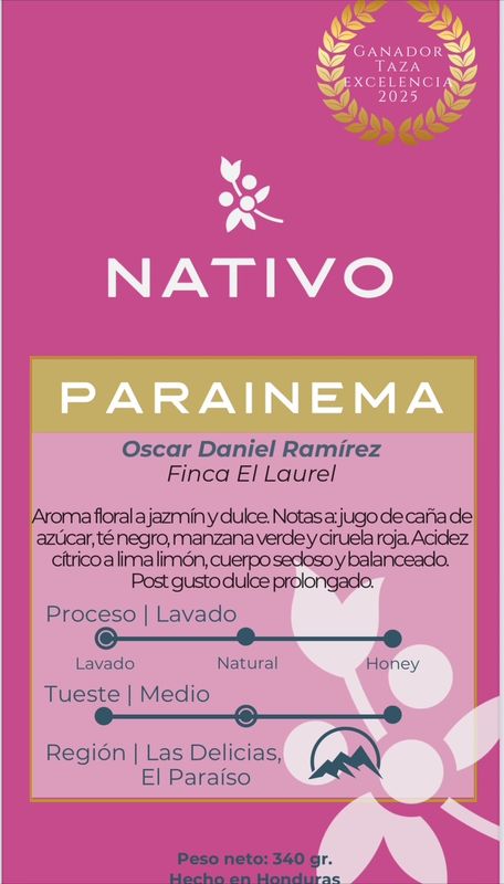 Microlote Parainema (Oscar Daniel Ramírez Lote La Lima( - Bolsa 340 gms)