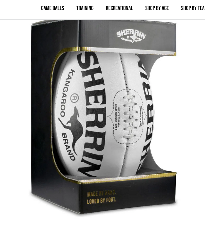 White Kangaroo Brand Sherrin Football Boxed