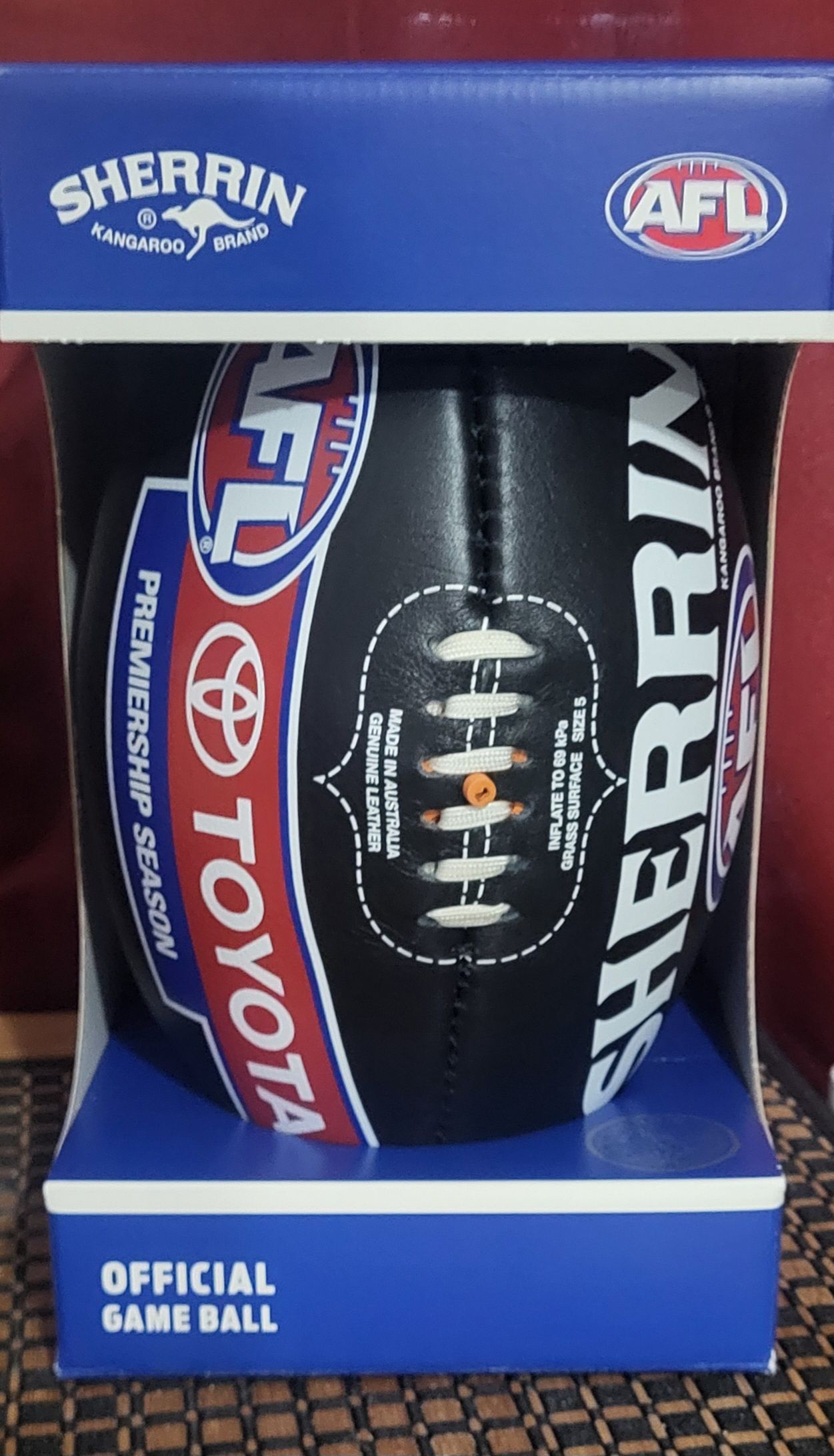 Sherrin Official Australian Football League Game Ball - Toyota - Black