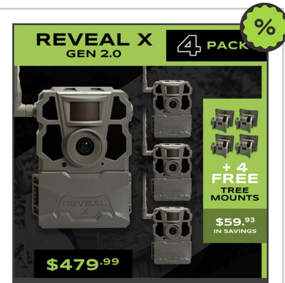 4 Pack of Tactacam Gen 2 cams with 4 free tree mounts