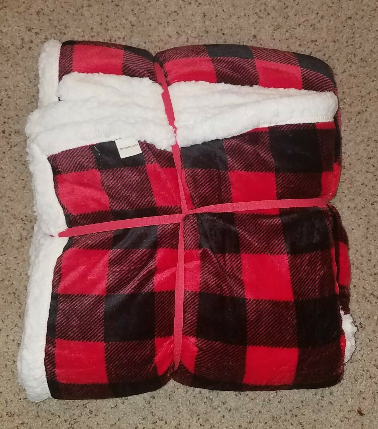 Red and Black Buffalo Sherpa Blanket