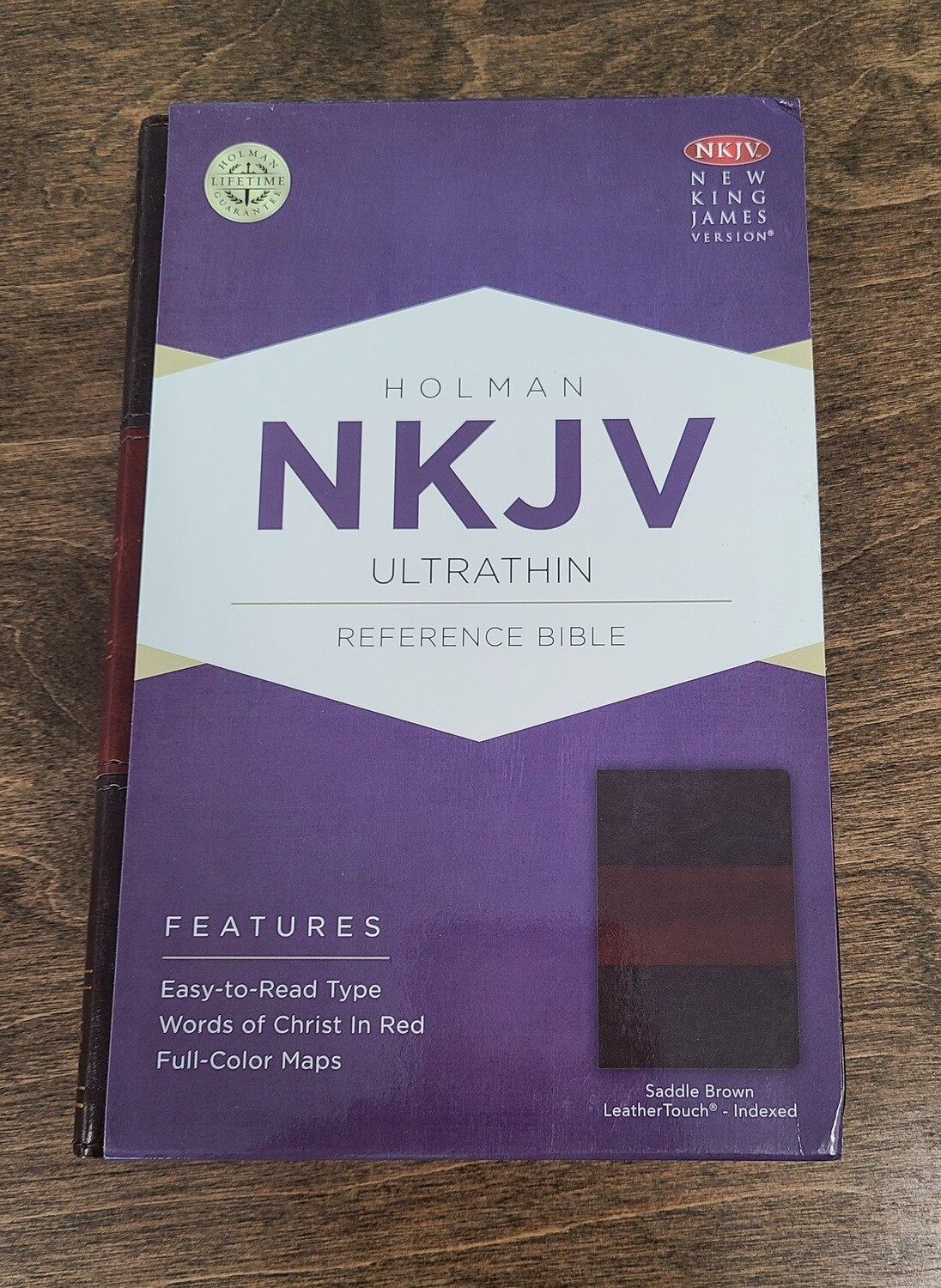 NKJV Holman Ultrathin Reference Bible - SaddleBrown LeatherTouch - Thumb Indexed