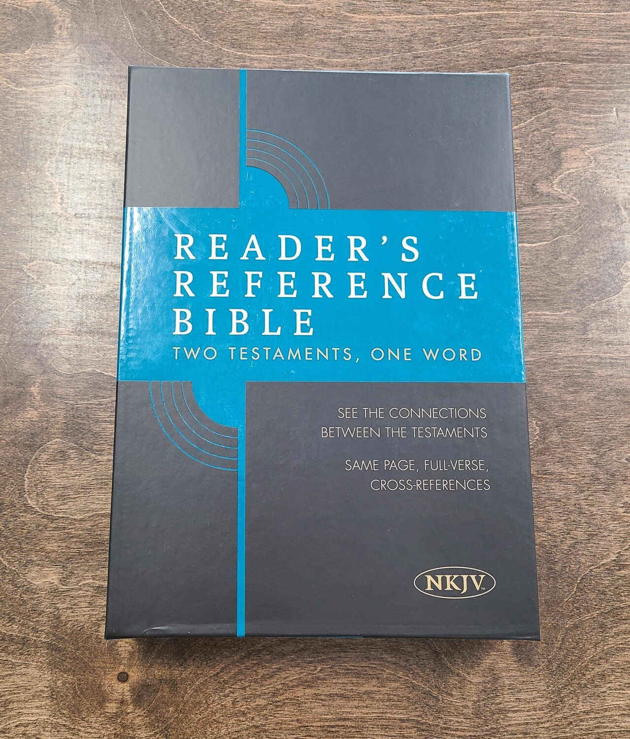NKJV Reader's Reference Bible - Dark Gray and Light Gray Leather