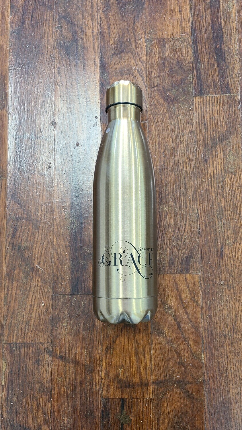 Saved by Grace Gold Stainless Steel Water Bottle - Ephesians 2:8