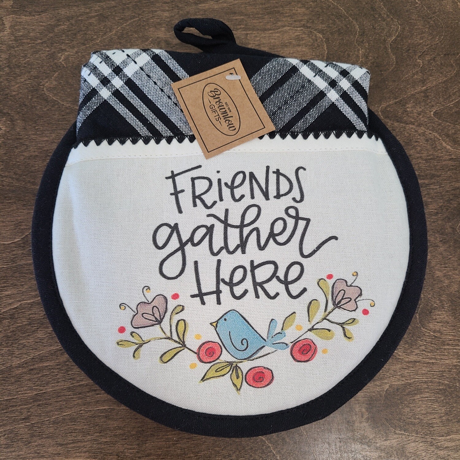 Friends Gather Here Hot Pad and Tea Towel Set