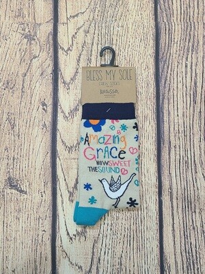 Amazing Grace How Sweet the Sound Bird Bless My Sole Crew Socks