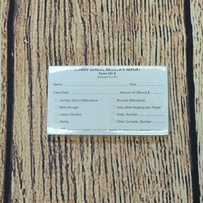 Sunday School Member Report Form - Pack 100