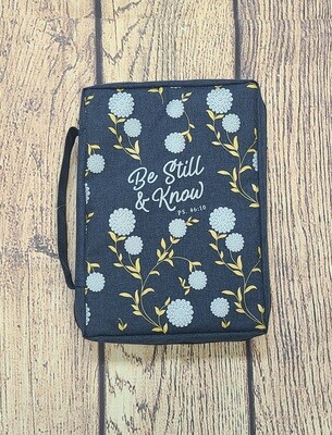 Be Still and Know Navy Poly-Canvas Bible Cover - Large