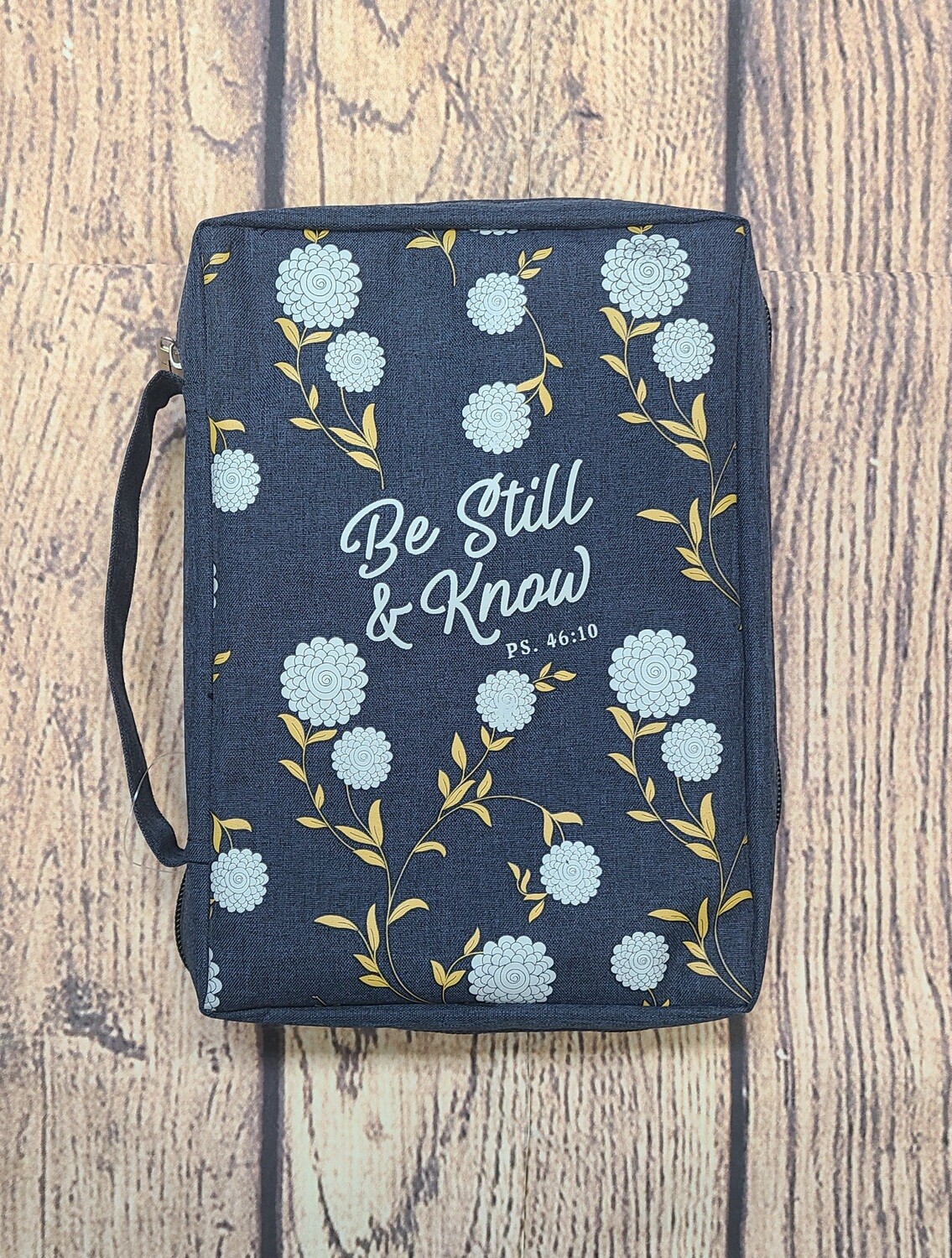 Be Still and Know Medium Navy Poly-Canvas Bible Cover