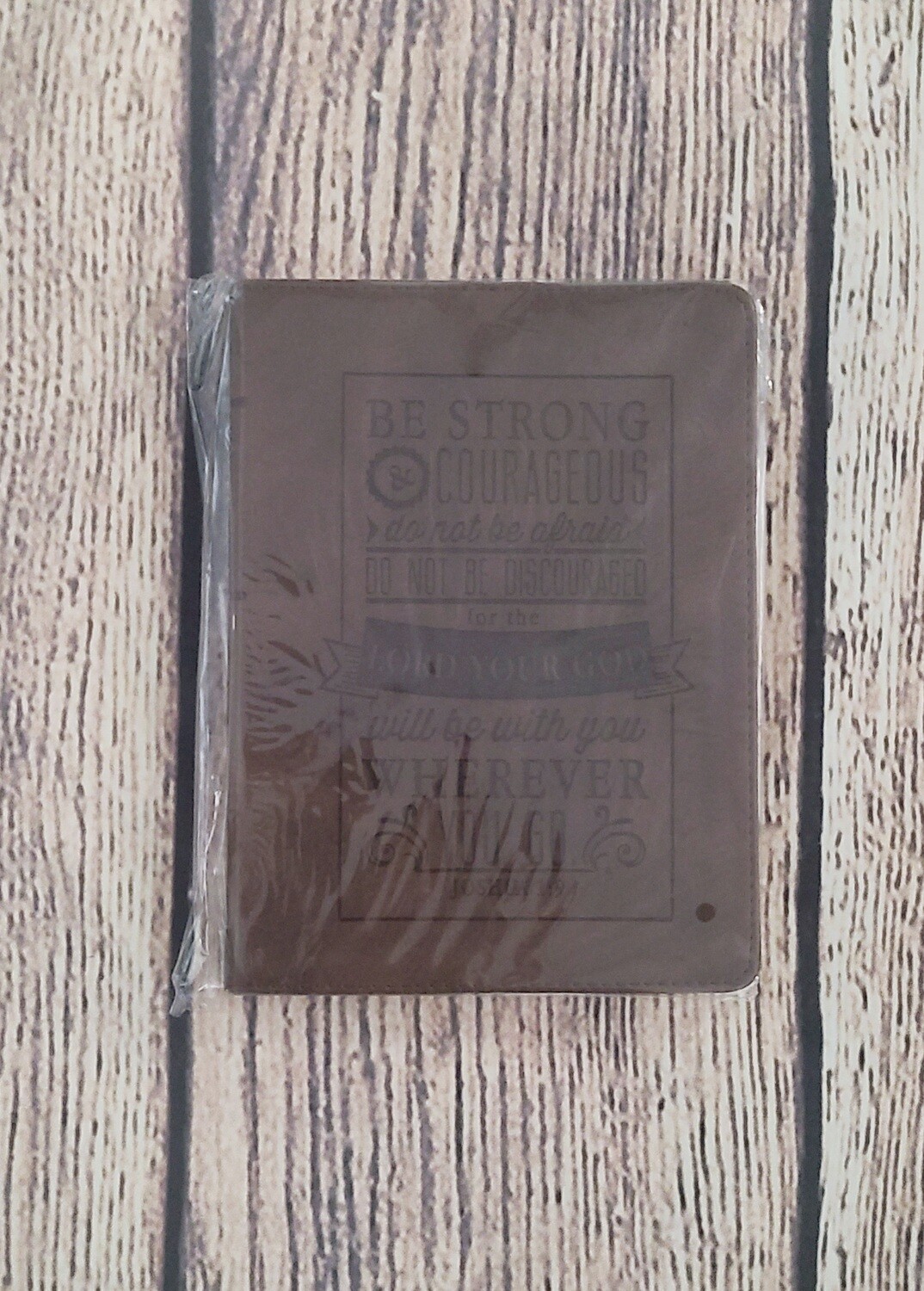 Be Strong and Courageous Brown Leather Journal