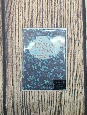 Blue Leaves Thank You Card and Envelope Package