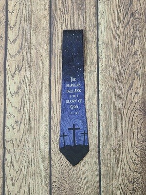 The Heavens Declare the Glory of God Blue Polyester Tie