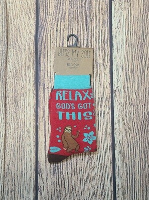 Relax, God&#39;s Got This Bless My Sole Sloth Funny Socks
