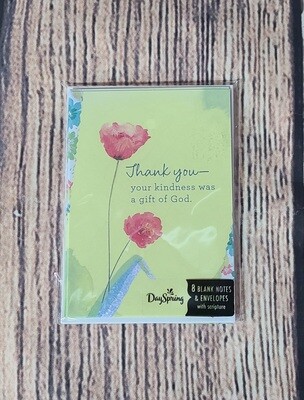 Thank You - Your Kindness was a Gift from God Card and Envelope Package